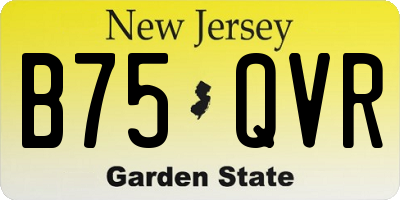NJ license plate B75QVR