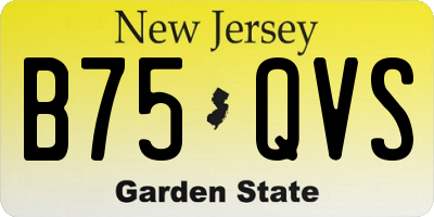 NJ license plate B75QVS