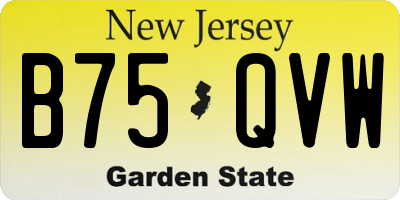 NJ license plate B75QVW