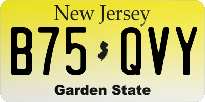 NJ license plate B75QVY