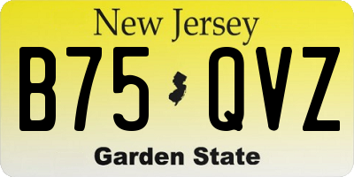 NJ license plate B75QVZ