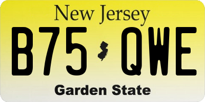NJ license plate B75QWE