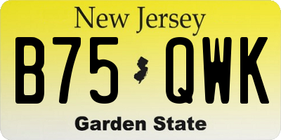 NJ license plate B75QWK
