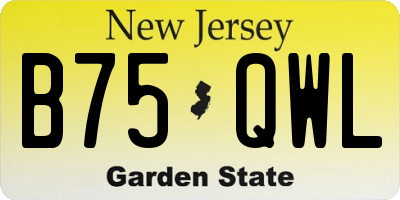 NJ license plate B75QWL