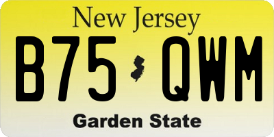 NJ license plate B75QWM