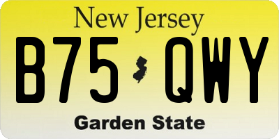 NJ license plate B75QWY