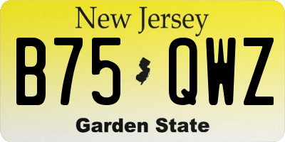 NJ license plate B75QWZ