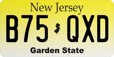 NJ license plate B75QXD