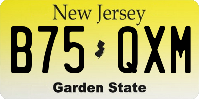 NJ license plate B75QXM