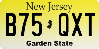 NJ license plate B75QXT