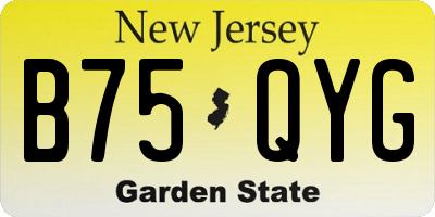 NJ license plate B75QYG