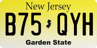 NJ license plate B75QYH