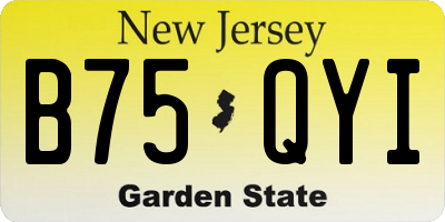 NJ license plate B75QYI