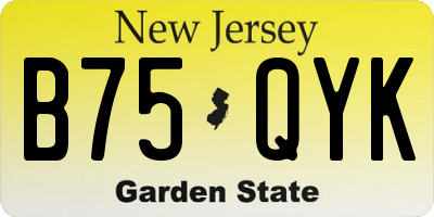 NJ license plate B75QYK