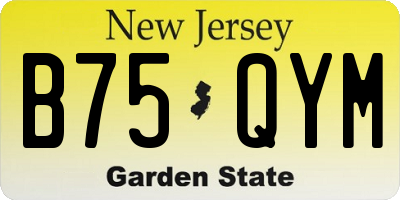 NJ license plate B75QYM