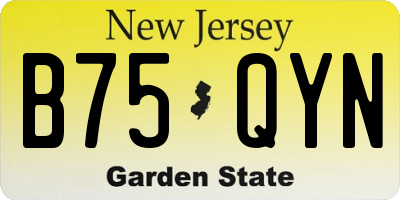 NJ license plate B75QYN