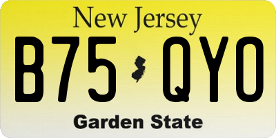 NJ license plate B75QYO