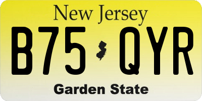 NJ license plate B75QYR