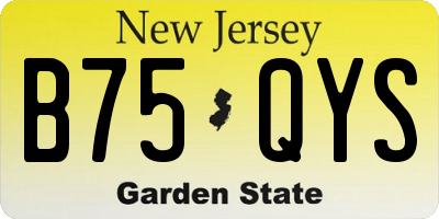 NJ license plate B75QYS