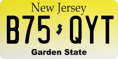 NJ license plate B75QYT