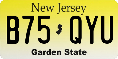 NJ license plate B75QYU