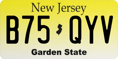 NJ license plate B75QYV