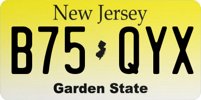 NJ license plate B75QYX