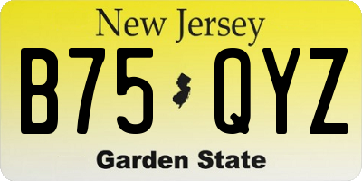 NJ license plate B75QYZ