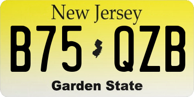 NJ license plate B75QZB