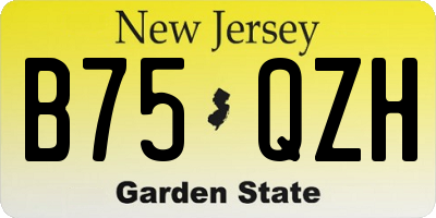 NJ license plate B75QZH