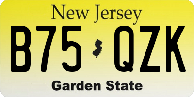 NJ license plate B75QZK