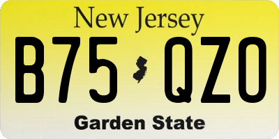 NJ license plate B75QZO