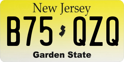 NJ license plate B75QZQ