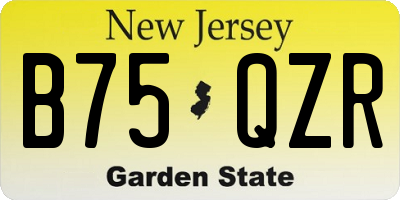 NJ license plate B75QZR
