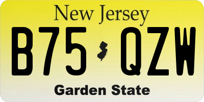 NJ license plate B75QZW