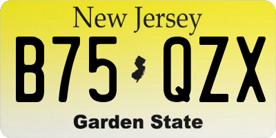 NJ license plate B75QZX