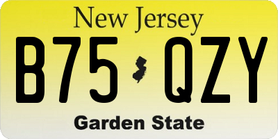 NJ license plate B75QZY