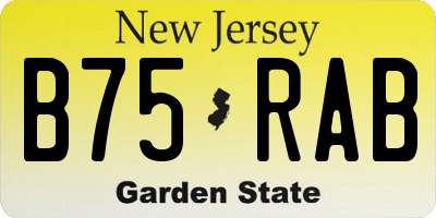 NJ license plate B75RAB