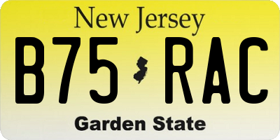 NJ license plate B75RAC