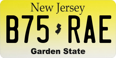 NJ license plate B75RAE
