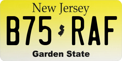 NJ license plate B75RAF