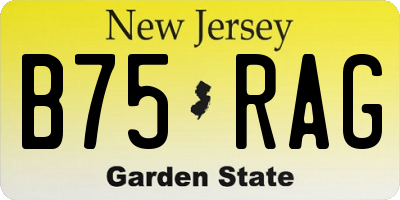 NJ license plate B75RAG