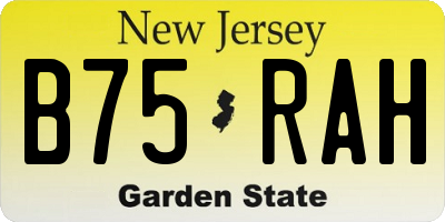 NJ license plate B75RAH