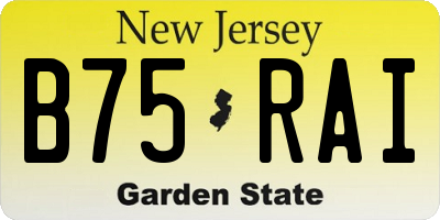 NJ license plate B75RAI