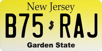 NJ license plate B75RAJ