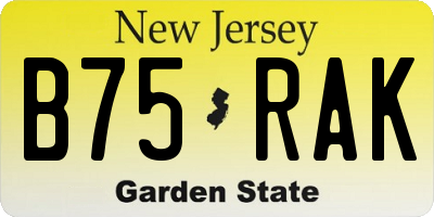 NJ license plate B75RAK