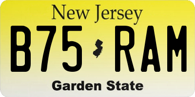 NJ license plate B75RAM