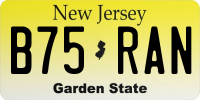 NJ license plate B75RAN
