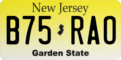 NJ license plate B75RAO