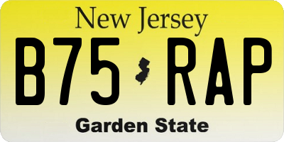NJ license plate B75RAP
